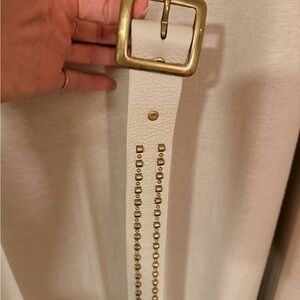 Chic White Belt with Gold Accents